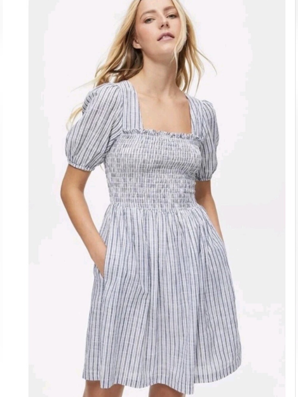 Michael Stars Jude Square Neck Mini Dress In Admiral Stripe; EUC; Size XL